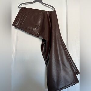 Faux leather cropped bootcut pants